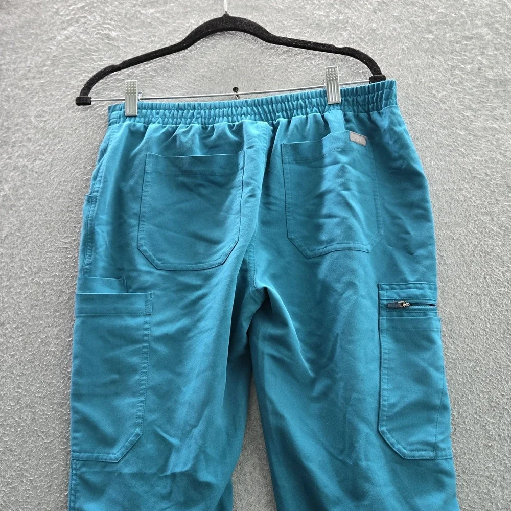 FIGS Women Scrub Pants Small Blue Yola Slim Cargo Straight Drawstring 28